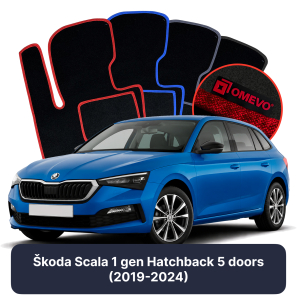 Velours-Autofußmatten OMEVO für Škoda Scala 1 gen Kompakt 5 Türer (2019-2024)