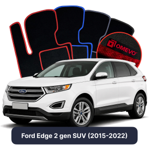 OMEVO Velours-Autofußmatten für Ford Edge 2 gen SUV (2015-2022)