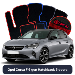 Velours-Autofußmatten OMEVO für Opel Corsa F 6 gen Kompakt 5 Türer (2019-2024)