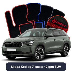 OMEVO Velours-Autofußmatten für Škoda Kodiaq 7-Sitzer 2 gen SUV (2024-2025)