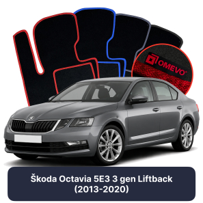 Velours-Autofußmatten OMEVO für Škoda Octavia 5000 3 gen Liftback (2013-2020)