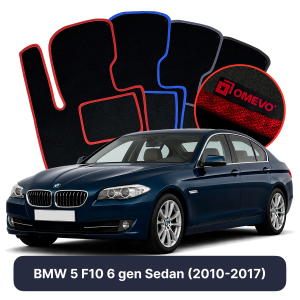 OMEVO Velours-Autofußmatten für BMW 5er F10 6 gen Limousine (2010-2017)