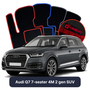OMEVO Velours-Autofußmatten für Audi Q7 7-Sitzer 4M 2 gen SUV (2015-2025)