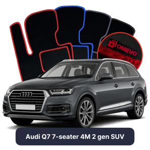 Velours-Autofußmatten OMEVO für Audi Q7 7-Sitzer 4M 2 gen SUV (2015-2025)