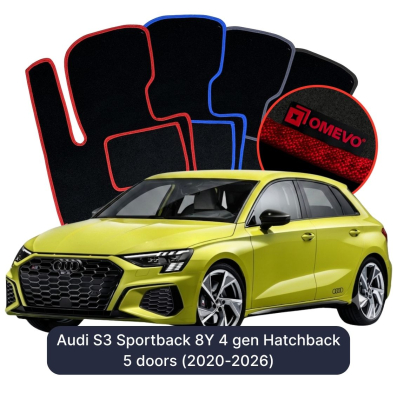 Velours-Autofußmatten OMEVO für Audi S3 Sportback 8Y 4 gen Kompakt 5 Türer (2020-2025)