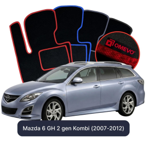 OMEVO Velours-Autofußmatten für Mazda 6 2 gen Kombi (2007-2012)