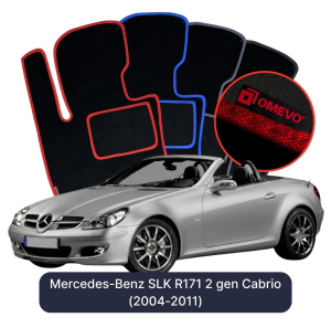 OMEVO Velours-Autofußmatten für Mercedes-Benz SLK R171 2 gen Cabrio (2004-2011)