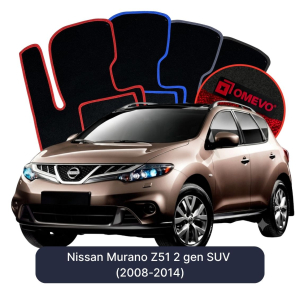 OMEVO Velours-Autofußmatten für Nissan Murano Z51 2 gen SUV (2008-2014)