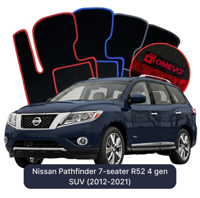Velours-Autofußmatten OMEVO für Nissan Pathfinder 7-Sitzer R52 4 gen SUV (2013-2021)