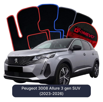 Velours-Autofußmatten OMEVO für Peugeot 3008 Allure 3 gen SUV (2023-2026)