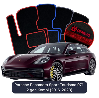 Velours-Autofußmatten OMEVO für Porsche Panamera Sport Tourismo 971 2 gen Kombi (2016-2023)