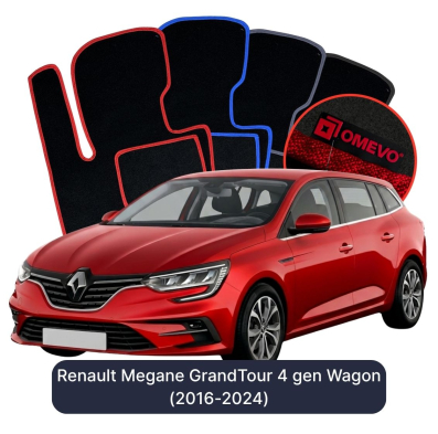 Velours-Autofußmatten OMEVO für Renault Megane GrandTour 4 gen Kombi (2016-2024)