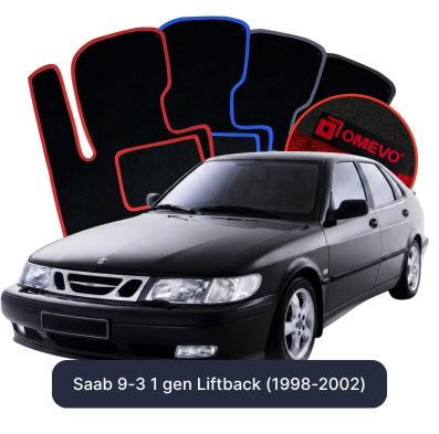 Velours-Autofußmatten OMEVO für Saab 44994 1 gen Liftback (1998-2002)
