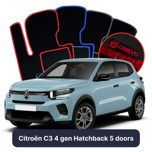 OMEVO Velours-Autofußmatten für Citroën C3 4 gen Kompakt 5 Türer (2024-2025)