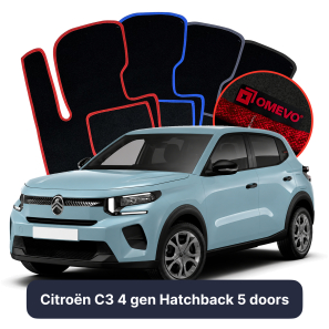 Velours-Autofußmatten OMEVO für Citroën C3 4 gen Kompakt 5 Türer (2024-2025)