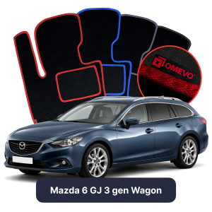 OMEVO Velours-Autofußmatten für Mazda 6 GJ 3 gen Kombi (2012-2025)
