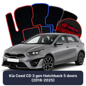 OMEVO Velours-Autofußmatten für Kia Ceed CD 3 gen Kompakt 5 Türer (2018-2025)