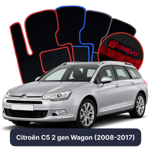 OMEVO Velours-Autofußmatten für Citroën C5 2 gen Kombi (2008-2017)