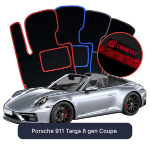 OMEVO Velours-Autofußmatten für Porsche 911 Targa 8 gen Coupe (2019-2025)