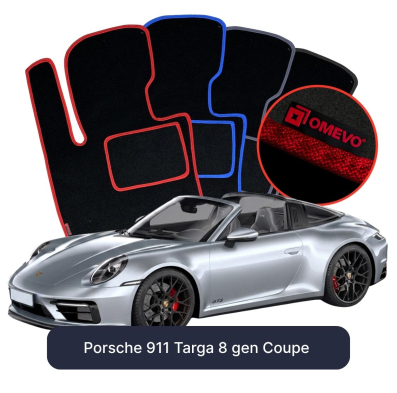 Velours-Autofußmatten OMEVO für Porsche 911 Targa 8 gen Coupe (2019-2025)
