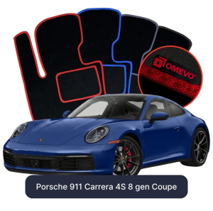 OMEVO Velours-Autofußmatten für Porsche 911 Carrera 4S 8 gen Coupe (2019-2025)