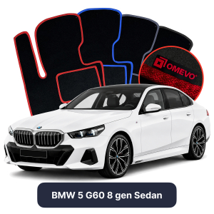 OMEVO Velours-Autofußmatten für BMW 5 G60 8 gen Limousine (2023-2025)