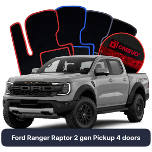 Velours-Autofußmatten OMEVO für Ford Ranger Raptor 2 gen Pick-up 4 Türer (2022-2025)