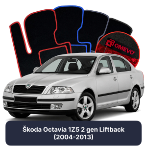 OMEVO Velours-Autofußmatten für Škoda Octavia 1Z5 2 gen Liftback (2004-2013)