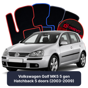 Velours-Autofußmatten OMEVO für Volkswagen Golf MK5 5 gen Kompakt 5 Türer (2003-2009)
