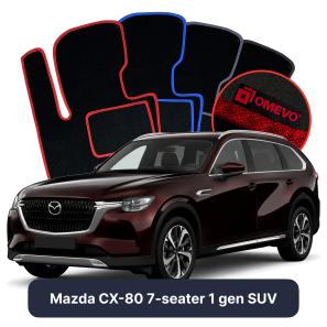 Velours-Autofußmatten OMEVO für Mazda CX-80 7-Sitzer 1 gen SUV (2024–2025)
