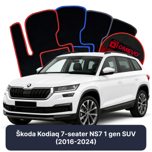 OMEVO Velours-Autofußmatten für Škoda Kodiaq 7-Sitzer NS7 1 gen SUV (2016-2024)