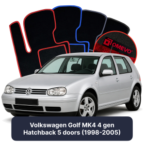 Velours-Autofußmatten OMEVO für Volkswagen Golf MK4 4 gen Kompakt 5 Türer (1998-2005)