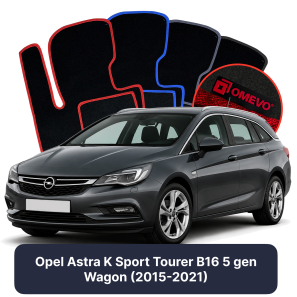 Velours-Autofußmatten OMEVO für Opel Astra K Sport Tourer B16 5 gen Kombi (2015-2021)