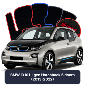 OMEVO Velours-Autofußmatten für BMW i3 I01 1 gen Kompakt 5 Türer (2013-2022)