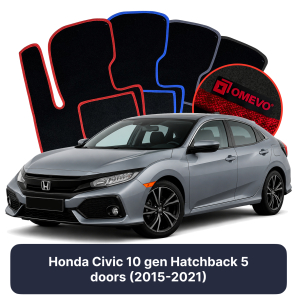 Velours-Autofußmatten OMEVO für Honda Civic 10 gen Kompakt 5 Türer (2015-2021)