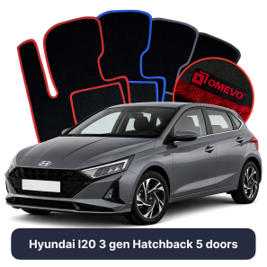 Velours-Autofußmatten OMEVO für Hyundai I20 3 gen Kompakt 5 Türer (2020-2025)