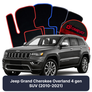 OMEVO Velours-Autofußmatten für Jeep Grand Cherokee Oveland  4 gen SUV (2010-2021)