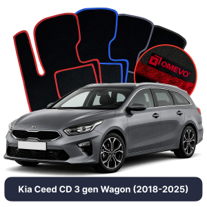 OMEVO Velours-Autofußmatten für Kia Ceed CD 3 gen Kombi (2018-2025)