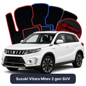 OMEVO Velours-Autofußmatten für Suzuki Vitara Mhev 2 gen SUV (2015-2025)