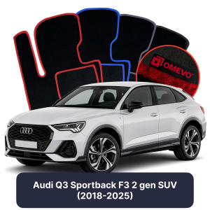 OMEVO Velours-Autofußmatten für Audi Q3 sportback F3 2 gen SUV (2018-2025)