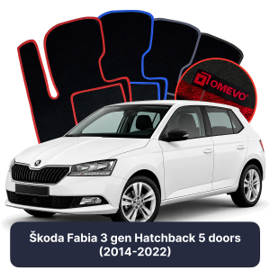 OMEVO Velours-Autofußmatten für Škoda Fabia 3 gen Kompakt 5 Türer (2014-2022)