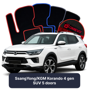 OMEVO Velours-Autofußmatten für SsangYong Korando 4 gen SUV 5 Türer (2019-2025)