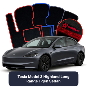 OMEVO Velours-Autofußmatten für Tesla Model 3 Highland Long Range 1 gen Limousine (2022-2025)