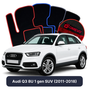 OMEVO Velours-Autofußmatten für Audi Q3 8U 1 gen SUV (2011-2018)