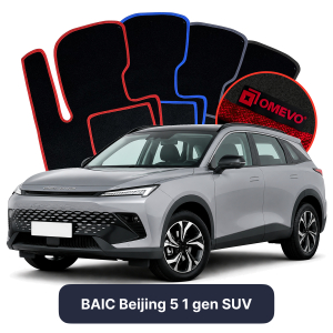 OMEVO Velours-Autofußmatten für BAIC Beijing 5 1 gen SUV (2024-2025)