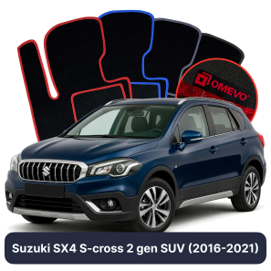 Velours-Autofußmatten OMEVO für Suzuki SX4 S-cross 2 gen SUV (2016-2021)