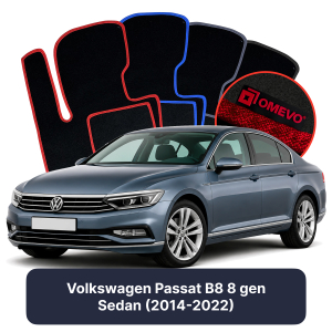 OMEVO Velours-Autofußmatten für Volkswagen Passat B8 8 gen Limousine (2014-2022)