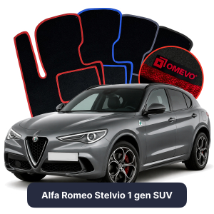OMEVO Velours-Autofußmatten für Alfa Romeo Stelvio 1 gen SUV (2016-2025)
