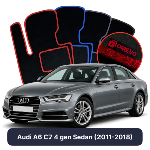Velours-Autofußmatten OMEVO für Audi A6 C7 4 gen Limousine (2011-2018)
