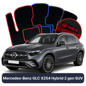 Velours-Autofußmatten OMEVO für Mercedes-Benz GLC X254 Hybrid 2 gen SUV (2022-2025)